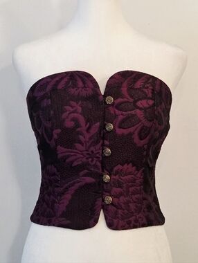 Alain Giroux Strapless Jacquard Bustier in Rich Plum